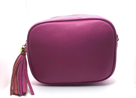 Tas Leer met Kwast Fuchsia