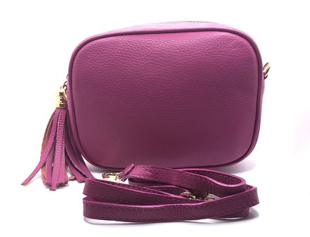 Tas Leer met Kwast Fuchsia
