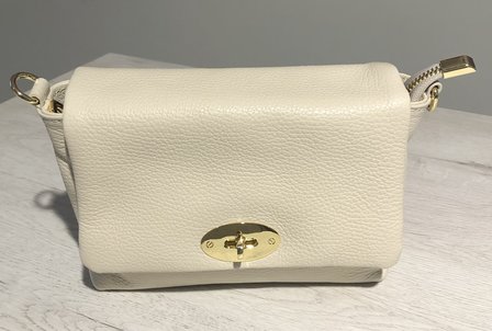 Klein Tasje Leer beige met Gouden sluiting