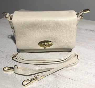 Klein Tasje Leer beige met Gouden sluiting