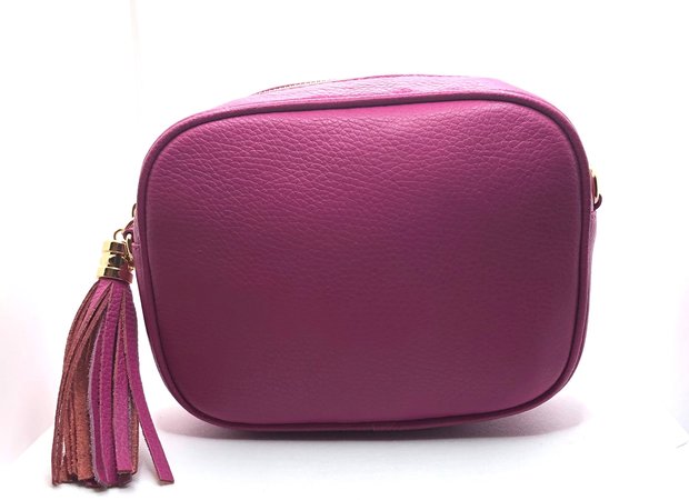 Tas Leer met Kwast Fuchsia