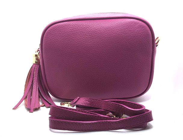 Tas Leer met Kwast Fuchsia