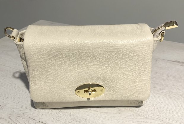 Klein Tasje Leer beige met Gouden sluiting