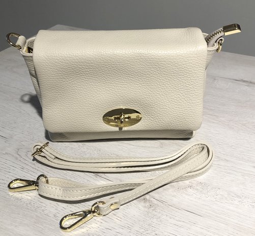Klein Tasje Leer beige met Gouden sluiting
